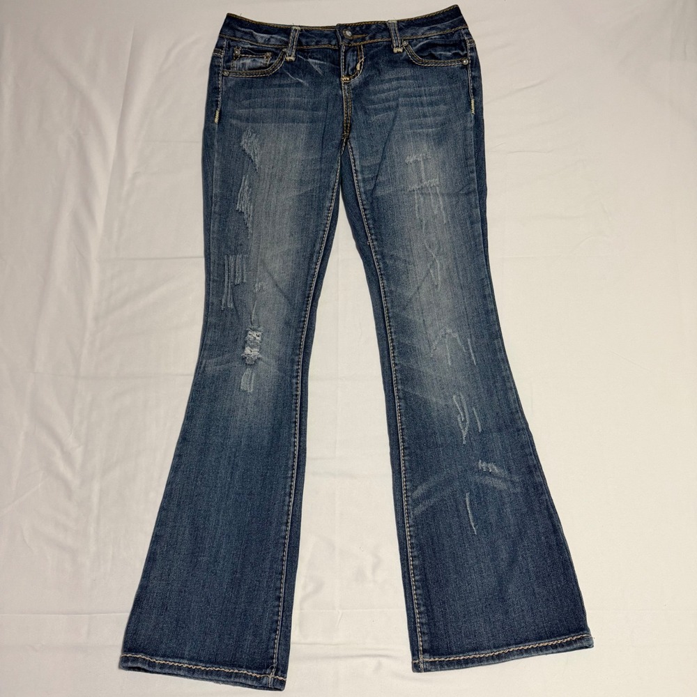 ZCO Jeans Premium Womens Size 5 Bootcut Distressed Medium Wash Denim ZJ2391S4